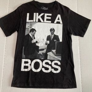 Like A Boss Office Coffee Scene Novelty Graphic T-Shirt By Blab Blk Sz Sm Adult